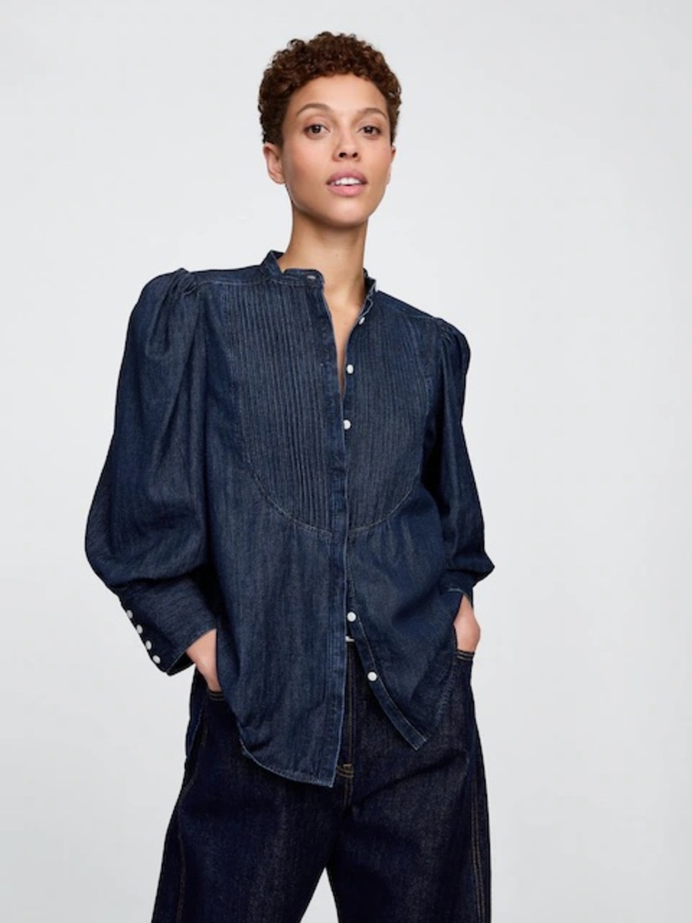 Gap × HFR 2025 Puff Sleeve Denim Shirt by N'gai in Bright Indigo Size XS
